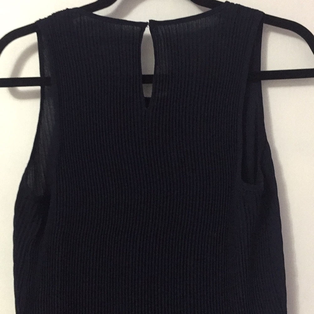 Zara Navy Blue Pleated Sleeveless Top/Blouse - Picture 6 of 9